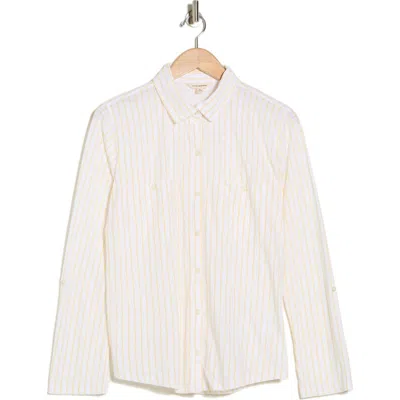 Lucky Brand Knit Button Up Shirt In White