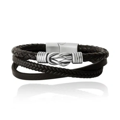Lucky Brand Knot 3-row Super-fiber Leather Bracelet In Brown