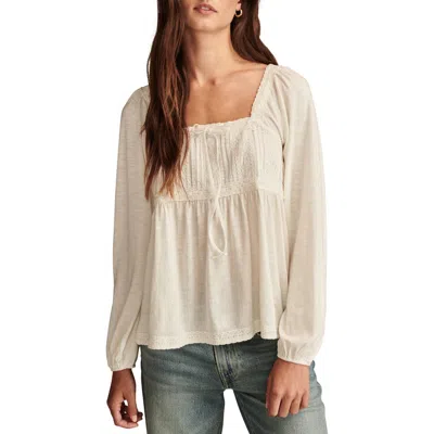 Lucky Brand Lace Detail Cotton Blend Top In Whisper White