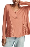 Lucky Brand Lace Godet Swing Henley In Chutney