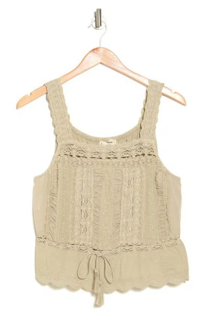 Lucky Brand Lace Tie Waist Tank In Neutral