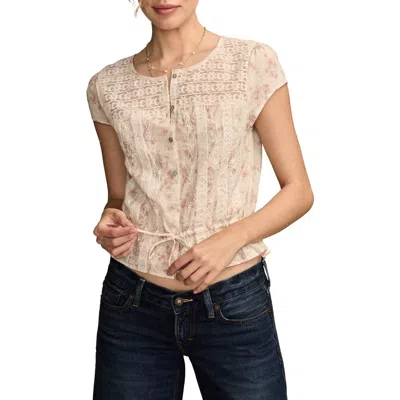 LUCKY BRAND LUCKY BRAND LACE TIE WAIST TOP