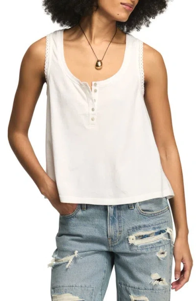 Lucky Brand Lace Trim Henley Tank In White