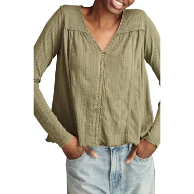 Lucky Brand Lace Trim Knit Top In Multi