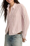 Lucky Brand Lace Trim Shirt In Purple
