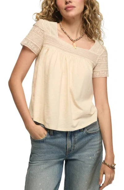 Lucky Brand Lace Trim Swing Top In Multi