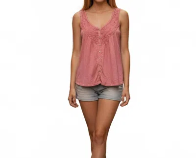 Lucky Brand Lace Trim Tank Top In Coral In Pink