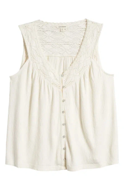 Lucky Brand Lace Trim Tank In Whisper White