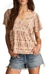 Lucky Brand Lace Trim Top In Multi