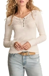 Lucky Brand Lace Yoke Cotton Henley In Neutral