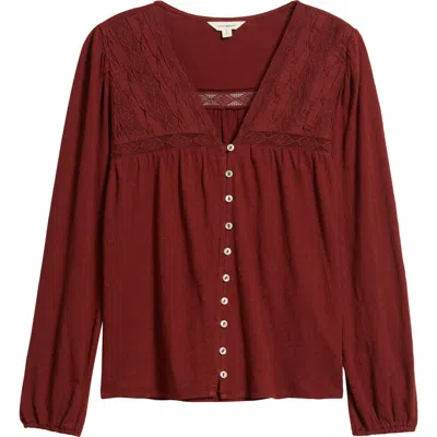LUCKY BRAND LUCKY BRAND LACE YOKE PEASANT TOP
