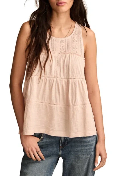 Lucky Brand Ladder Stitch Tiered Sleeveless Top In Sepia Rose