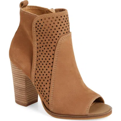 Lucky Brand Lakmeh Peep Toe Bootie In Sesame Leather
