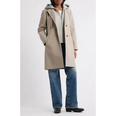 Lucky Brand Layered Hoodie Bib Coat In Gray