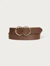 Lucky Brand Leather Belt With Double Ring Buckle In Green