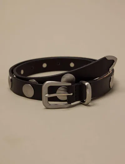 Lucky Brand Leather Belt With Oversized Studds In Transparent