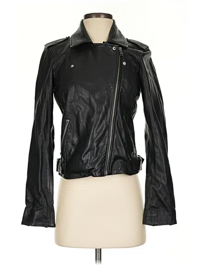 Pre-owned Lucky Brand Leather Jacket In Black