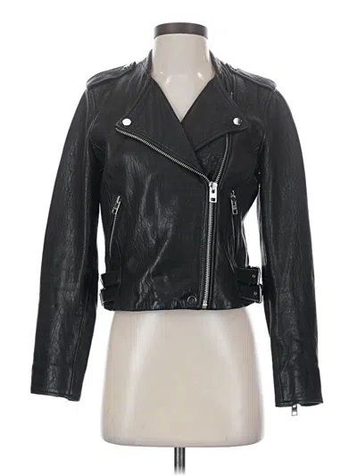 Pre-owned Lucky Brand Leather Jacket In Black