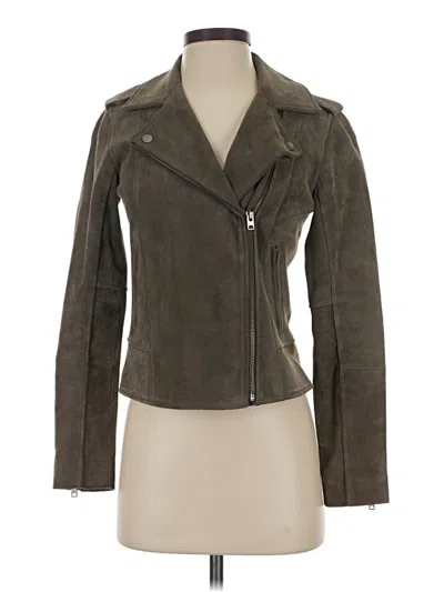 Pre-owned Lucky Brand Leather Jacket In Green