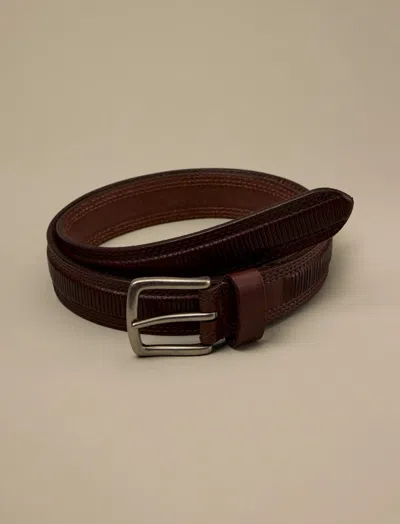 Lucky Brand Leather Stitched Belt In Brown