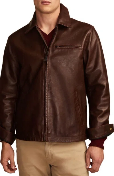 Lucky Brand Leather Touring Jacket In Brown