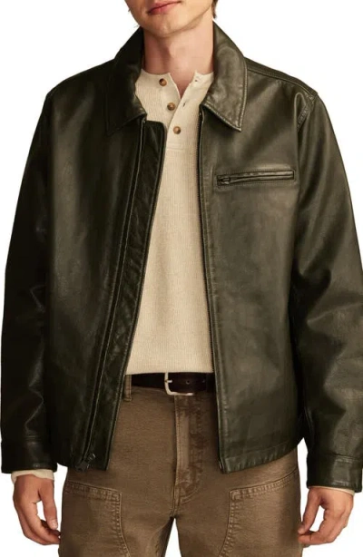Lucky Brand Leather Touring Jacket In Forest Night