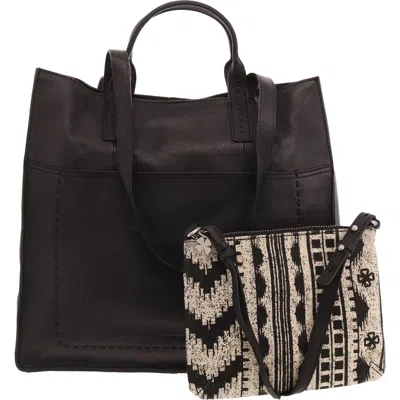 Lucky Brand Lebi Womens Pocket Leather Tote Handbag In Black