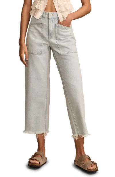 LUCKY BRAND LUCKY BRAND LEGEND FRAYED PATCH POCKET CROP WIDE LEG JEANS