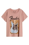 LUCKY BRAND LUCKY BRAND LEOPARD FENDER COTTON GRAPHIC T-SHIRT