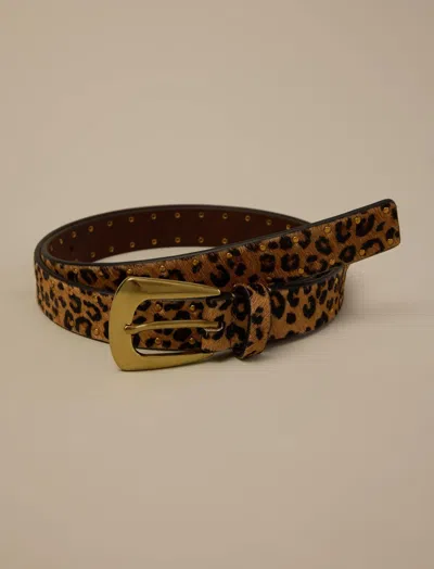Lucky Brand Leopard Haircalf Belt In Brown