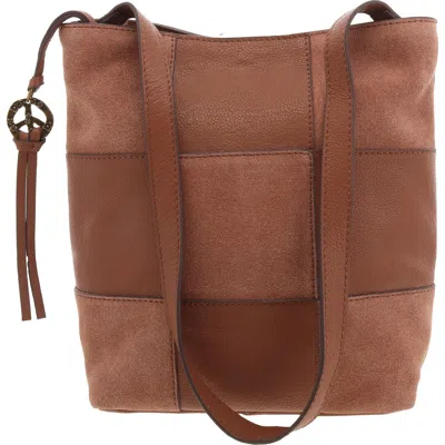 Lucky Brand Lina Womens Mixed Media Leather Shoulder Handbag In Multi