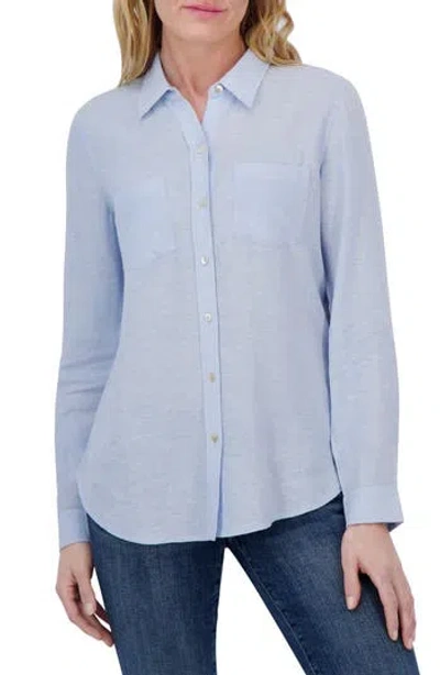 Lucky Brand Linen Blend Button-up Shirt In Blue