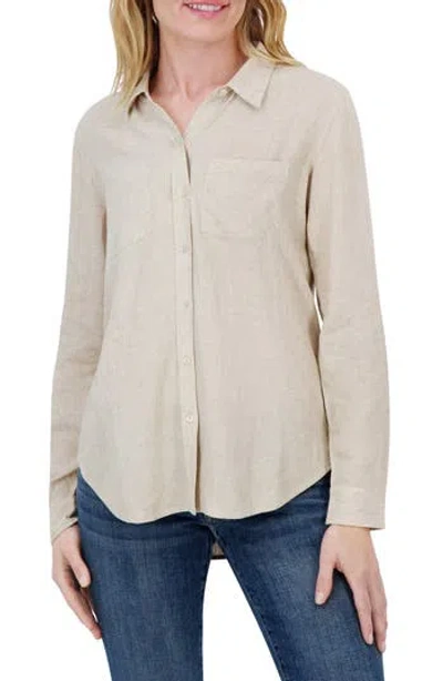 Lucky Brand Linen Blend Button-up Shirt In Flax