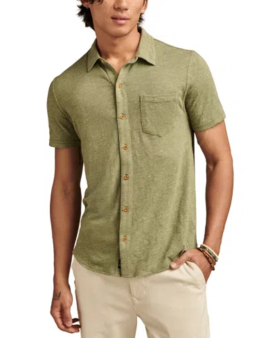 Lucky Brand Linen Short Sleeve Button Down Shirt In Olivine