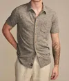 Lucky Brand Short Sleeve Slub Jersey Button-up Shirt In Grey