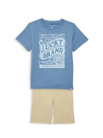 Lucky Brand Kids' Little Boy's 2-piece Graphic Tee & Shorts Set In Assorted