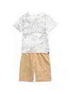Lucky Brand Little Boy's 2-piece Logo Tee & Shorts Set In White Multi