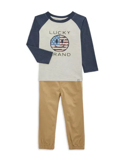 Lucky Brand Babies' Little Boy's 2-piece Raglan Tee & Pants Set In White