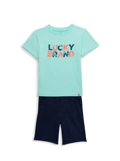 Lucky Brand Babies' Little Boy's Graphic Tee & Short Set In Blue