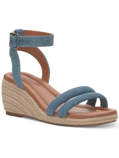 Lucky Brand Lknasli Womens Ankle Strap Warm Wedge Sandals In Blue