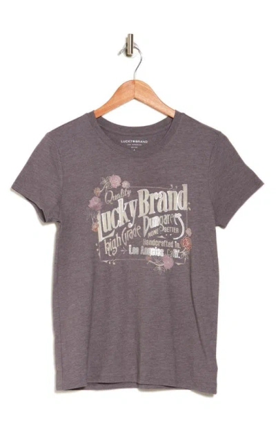 Lucky Brand Logo Graphic T-shirt In Plum Kitten/ Grey