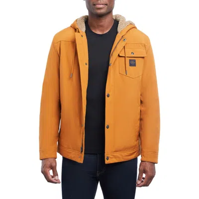 Lucky Brand Loki Workwear Soft Shell Faux Shearling Jacket In Tobacco