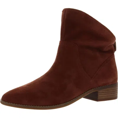 Lucky Brand Lolllin Womens Leather Stacked Heel Booties In Brown