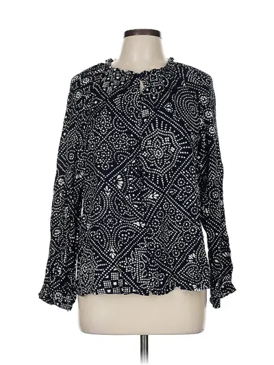 Pre-owned Lucky Brand Long Sleeve Blouse In Black