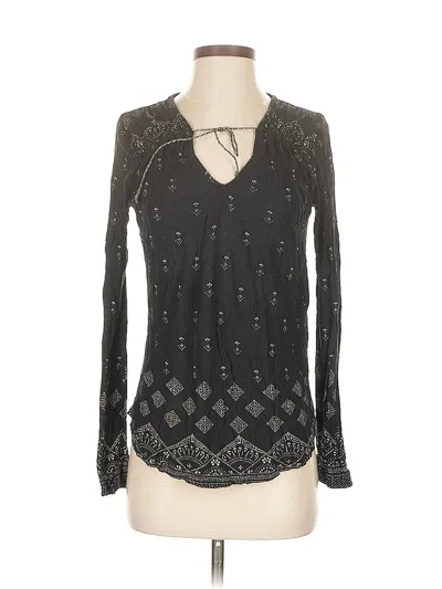 Pre-owned Lucky Brand Long Sleeve Blouse In Black