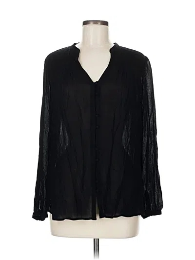 Pre-owned Lucky Brand Long Sleeve Blouse In Black