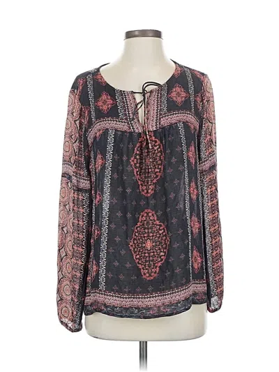 Pre-owned Lucky Brand Long Sleeve Blouse In Black