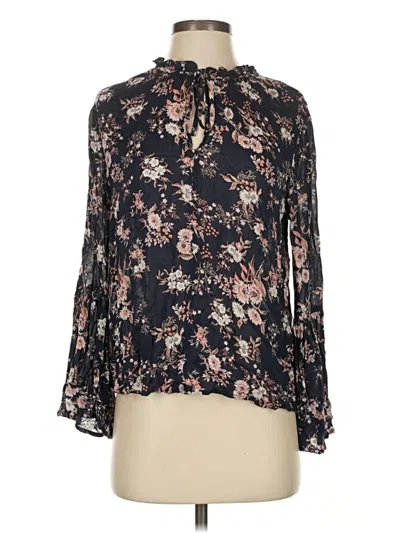 Pre-owned Lucky Brand Long Sleeve Blouse In Black