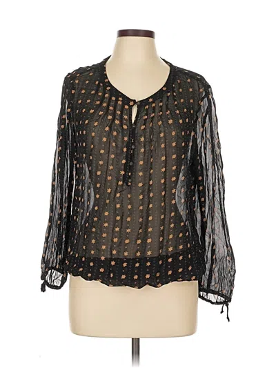 Pre-owned Lucky Brand Long Sleeve Blouse In Black