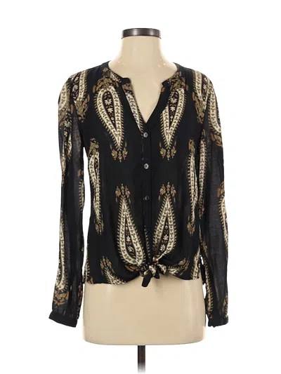 Pre-owned Lucky Brand Long Sleeve Blouse In Black